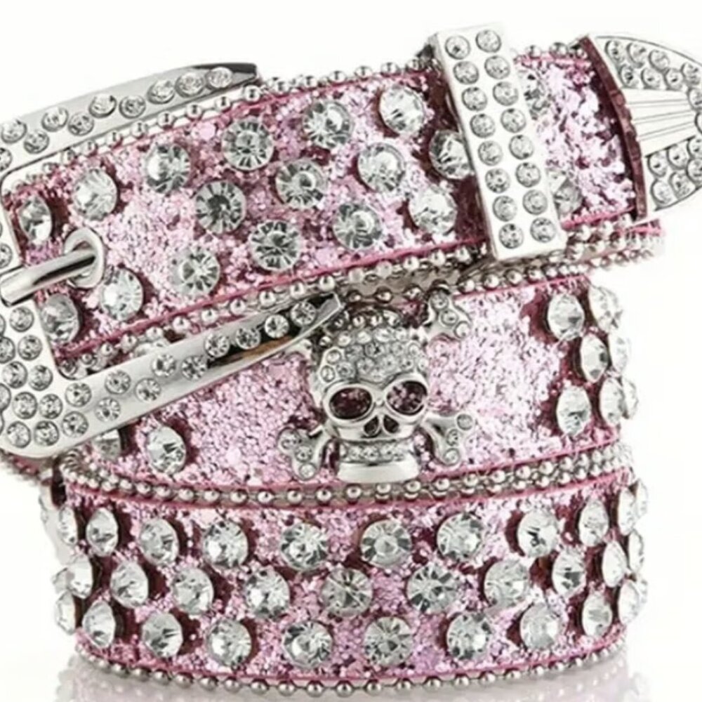 Pink Skull Rhinestone belt